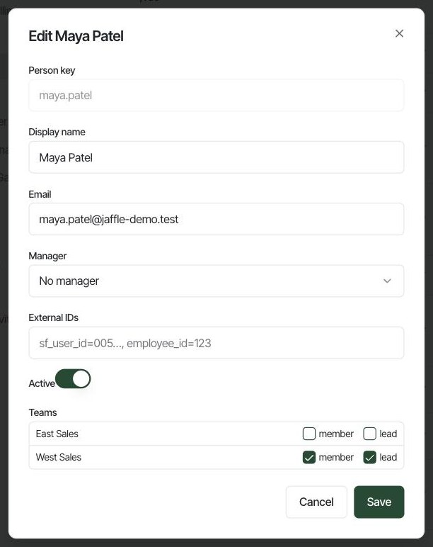 Editing Maya Patel: no manager, member and lead of West Sales